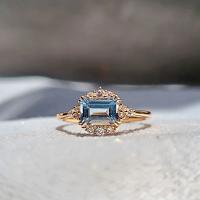 Vintage Blue Topaz Pırlanta Yüzük